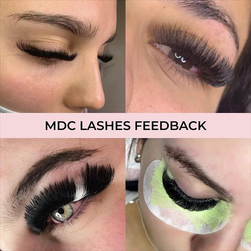 MDC LASHES Eyelash Fans Mix Length - Volume Lash Extensions 8D-16D, C D Curl, 0.05-0.07 Short Stem Premade Loose Fans, 9-16mm Length, Easy Application