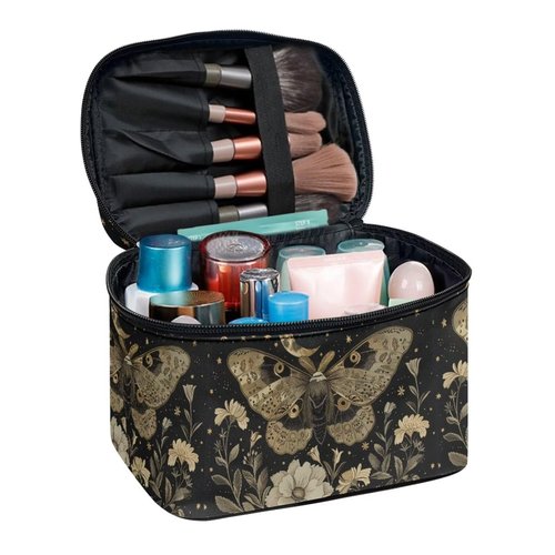 Flashideas Moth Leopard Large Capacity Travel Toiletry Bag Multifunctional Zipper Makeup Organizer Makeup Bag for Purse Toiletry Bag for Skincare Makeup Organizer Bag