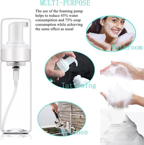 Foaming Dispenser Bottle,3Pcs 7oz/200ml Transparent Empty Spray Bottles Plastic Foam Pump Bottle Travel Soap Bottle Soap Foam Bottle Portable Foam Bottle for Hand Soap,Lash Cleanser