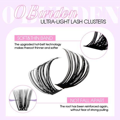 Lash Clusters Kit 30D+40D+50D+60D+80D+100D Wispy Individual Lashes Kit D-Curly Volume Lash Extensions 10-16mm Natural DIY Cluster Lashes Kit for Beginners