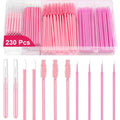 Skiennix 230 Pcs Pink Brow Lamination Supplies - Micro Eyebrow Spoolies & Disposable Lip Applicators Set
