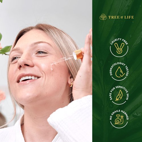 Tree of Life Beauty Hydrating Facial Serum - Advanced Snail Mucin 99% Pure Extract - Moisturizer for Hydration & Skin Regeneration - Reduces Fine Lines - Suitable for Sensitive Skin - 1 Fl Oz