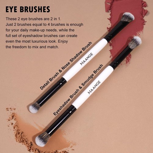 MAANGE 4 PCS Foundation Contour Conceal Brush Set, Makeup Brushes, Eyeshadow Concealer Brush, Double Sided Foundation Contour Blush Highlight Blending Eyebrow Brush For Liquid, Cream, Loose Powder