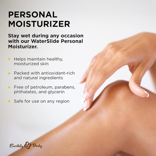 Earthly Body WaterSlide Personal Moisturizer - 100% Natural Water-Based Formula - Vegan & Cruelty Free, 8 fl. oz.