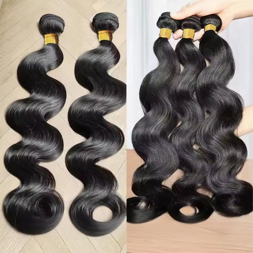 Human Hair Bundles 12 12 12 Inch Body Wave Bundles Human Hair 100% Unprocessed Brazilian Virgin Body Wave 3 Bundles Human Hair Extensions for Black Women Natural Black