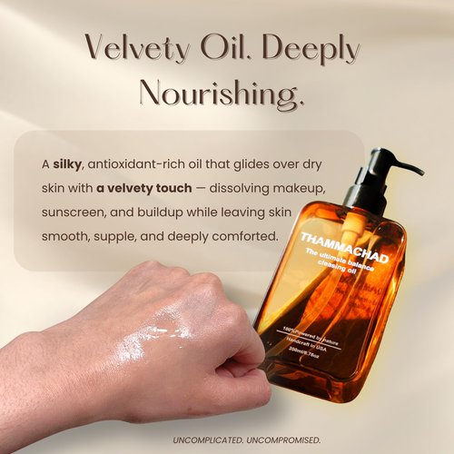 Thammachad Oil Cleanser Makeup Remover for Sensitive Skin Nourishing Cleansing Oil with Moringa & Camellia – 100% Natural First-Step Face Cleanser, 200ml Handcrafted in Small Batch in the USA
