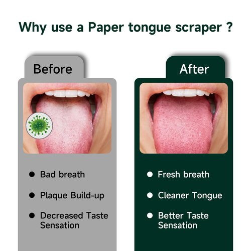 Dr. Emma Tongue Scraper, Disposable Tongue Cleaner for Adults, Paper Hygienic Scraper, Clean Tongue, Promote Fresh Breath, 60 Count (Pack of 1)