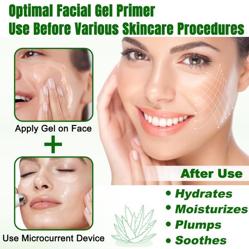 FITOEG Conductive-Gel-for-Face-Microcurrent, 13.5 Oz Large Bottle Hydrating Massage Gel Serum for Facial Machine Device, Leave-On Gel Primer for Face,Hyaluronic Acid,Aloe Vera,Vitamin E