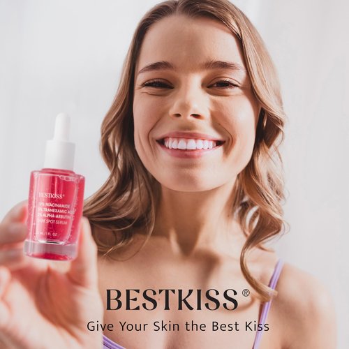 Bestkiss 10% Niacinamide + 5% Tranexamic Acid + 2% Alpha-Arbutin Dark Spot Serum with Ceramides Hyaluronic Acid Centella Asiatica - Korean Glass Skin Vegan Paraben Fragrance Cruelty Free 1 FL OZ/30mL