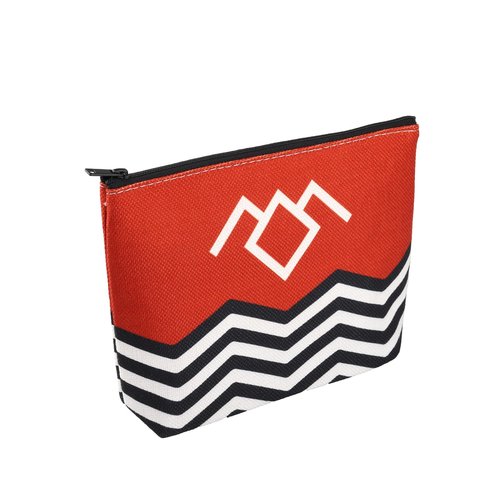 T Peaks TV Show Inspired Red Black & White Welcome To T Peaks Canvas Makeup Bag (Red)