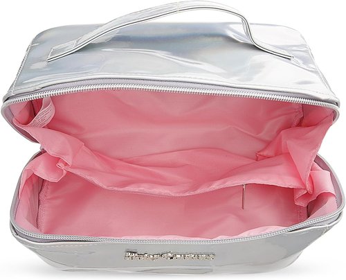 Juicy Couture Makeup Bag - Iridescent Cosmetics Organizer for Travel Essentials | White Cross Zip