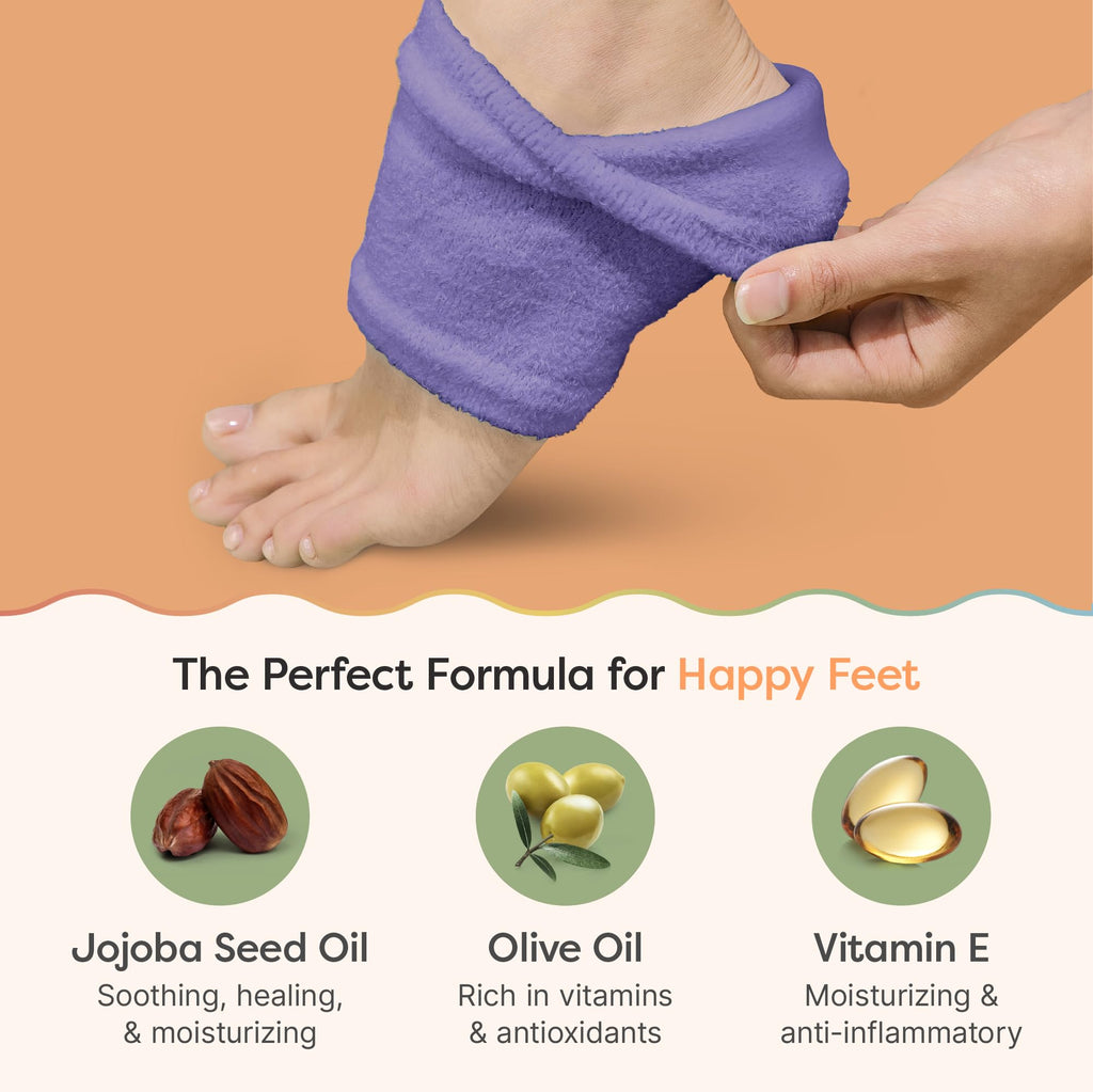 ZenToes Moisturizing Socks for Cracked Heel Treatment, Vitamin E, Olive Oil and Jojoba Oil Infused Heel Socks, Spa Gifts for Women, Relaxation Gifts for Women (Fuzzy Lilac Purple, Regular)