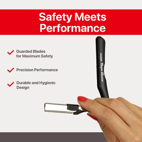 Feather - Nape and Body Razor - Designed for Trimming, Cutting, Thinning, Shaving Neckline, Facial Detail Work, Bikini Areas & Dermaplaning Use - Ergonomic Handle - Made in Japan