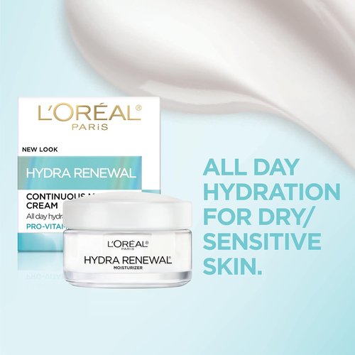 L'Oreal Paris Hydra-Renewal Face Moisturizer - Pro-Vitamin B5 for Dry Sensitive Skin | 1.7 Oz All-Day Hydration