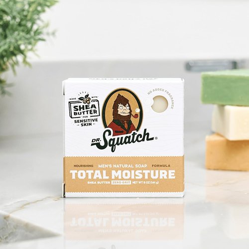 Dr. Squatch Total Moisture Bar Soap | Natural, Fragrance-Free, Plant-Based | 5oz (3-Pack) for Sensitive Skin