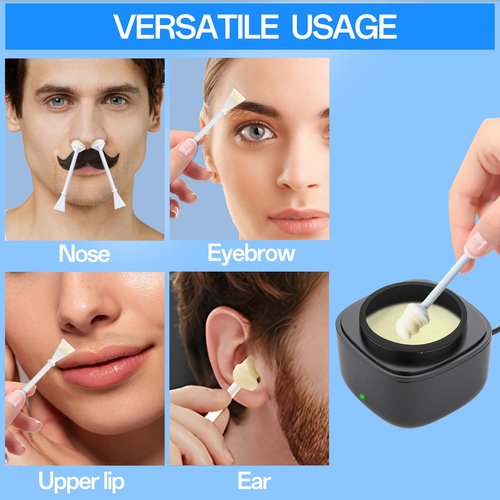 NAISIGOO Nose Wax Sticks (60 Pcs) - Dual-Head Wax Hair Removal Applicator for Nostril, Ear, Eyebrow & Upper Lip, Painless, Disposable Waxing Sticks for Men & Women