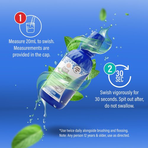 GuruNanda Therapeutic Anti-Gingivitis Oral Rinse with 0.05% CPC, Alcohol & Fluoride Free Mouthwash for Healthy Gums, Wild Mint Flavor, 2x16 oz