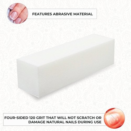 ForPro Super White Buffing Block, 120 Grit, Four-Sided Manicure and Pedicure Nail Buffer, 3.75” L x 1” W x 1” H, 20-Count (Pack of 2)
