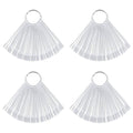 KRISMYA Set of 4 Total 200 Pcs Clear Nail Swatches Sticks, Transparent Fan-shaped Nail Art Tips Display Polish Board Display Practice Sticks Tool with Metal Split Ring Holder
