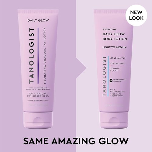 Tanologist Hydrating Daily Glow Body Lotion - Buildable, Transfer-Proof Self Tanner | Light/Medium, Vegan Formula, 8.45 fl oz