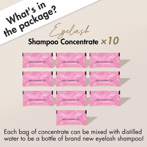 Embagol Lash Shampoo Concentrate Lash Cleaning for Eyelash Extensions Anti-allergic Hypoallergenic and Non-irritation Cleanser for Salon & Home Use(10 bags)