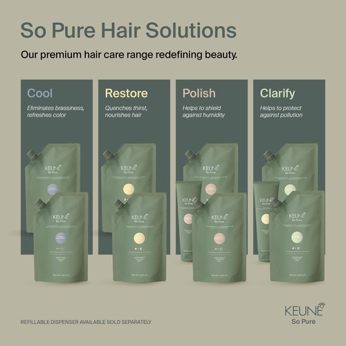 Keune So Pure Clarify Shampoo Refill, Deep Cleansing and Detoxifying Formula, 13.5 Fl Oz