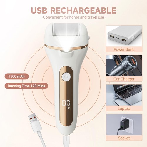 Electric Foot Callus Remover Rechargeable, Portable Electronic Foot File Pedicure Tools, Waterproof Electric Callus Remover Foot Scrubber, Professional Pedicure Foot Care Kit for Dead Cracked Dry Skin