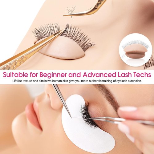 Miuffue 6 Pairs 2 Layers Eyelash Practice Eyelids for Mannequin Head, Silicone Rubber Removable Realistic Eyelash Extension Eyelids for Lash Training