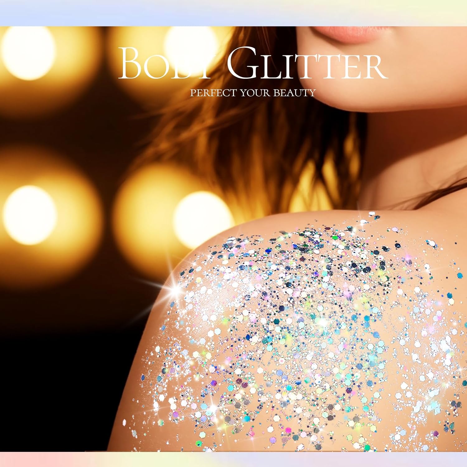 Teenitor Body Glitter Gel - Holographic Chunky Makeup for Face, Hair & Eyes | Silver Color
