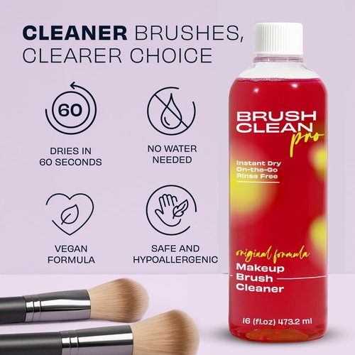Original Rose Makeup Brush Cleaner - Quick-Drying Rinse-Free Formula for Professional Cleaning | 16 oz