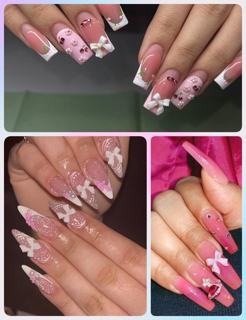 3D Nail Charms and Gems 4000 Pcs Cute Nail Bows Flowers and Mixed Styles Nail Art Charms with Rhinestones Flatback Pearls Suitable for DIY Nail Art Phone Case Decoration