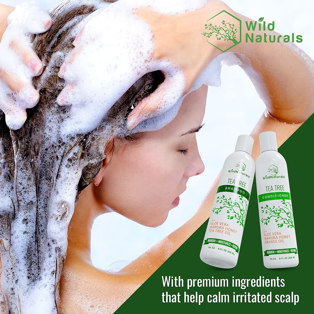 Tea Tree Oil Shampoo & Conditioner Set - Dry Scalp Relief & Anti-Dandruff Treatment for All Hair Types