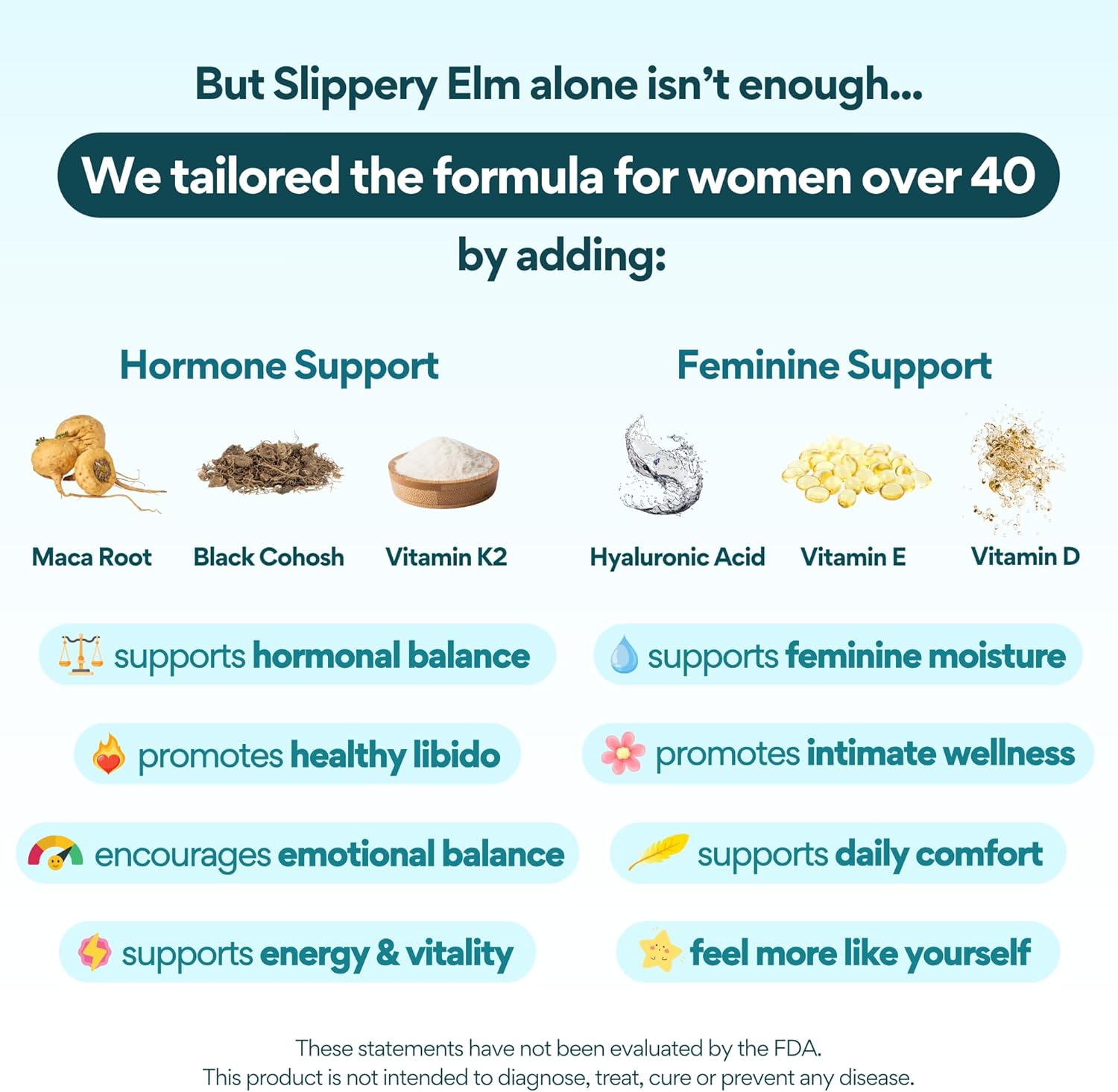 VoomVaya Vaginal Moisturizer - Slippery Elm Relief for Women Over 40 | 60 Capsules for Dryness