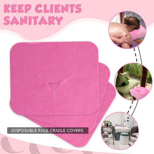 200 Pieces Disposable Face Cradle Covers Massage Headrest Covers for Massage Tables and Massage Chairs Beauty Spa Salon Bed, 11.8 x 15.7 Inches (Pink)