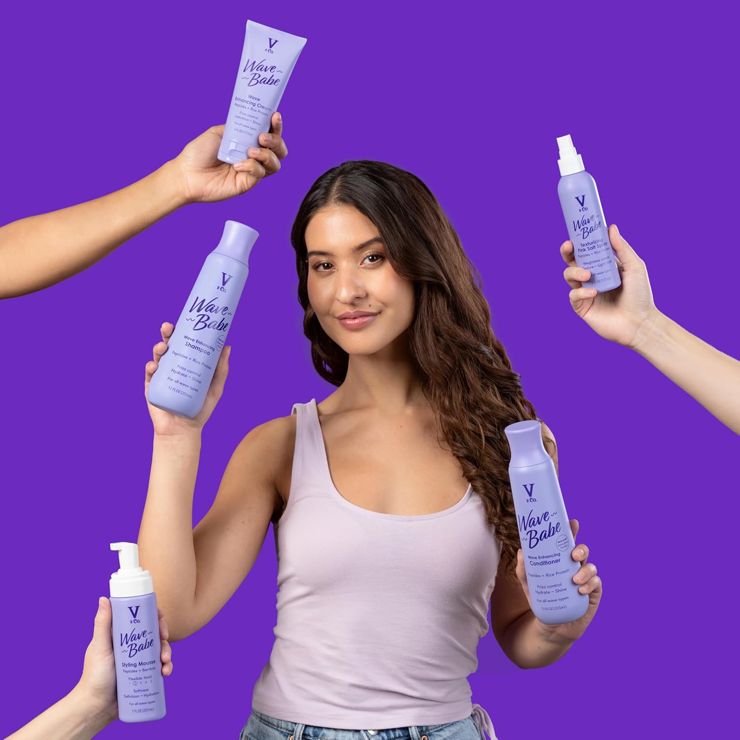 V&Co. Beauty Wave Babe Styling Mousse - Lightweight Hold for Effortless Waves | 8 oz