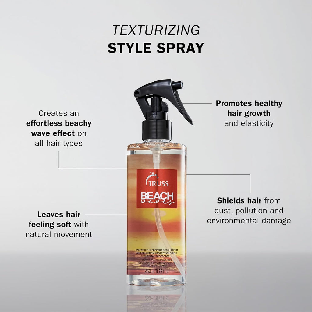 TRUSS Beach Wave Spray - Effortless Hair Texturizing for Tousled Waves - Promotes Healthy Growth & Volume (8.79 fl oz)