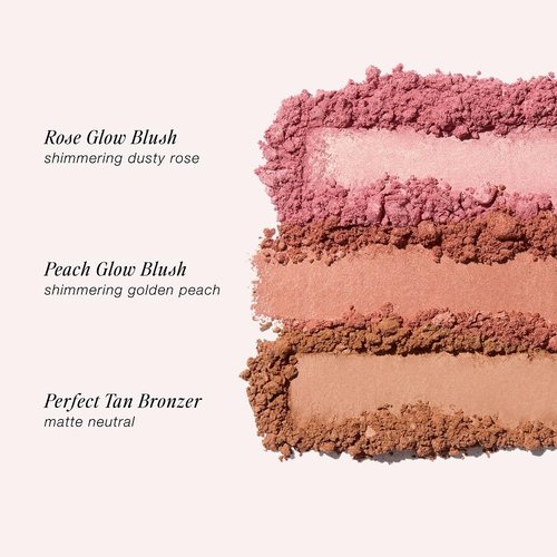 Jouer Prêt-à-Porter Blush & Bronzer Palette - 2 Luminous Blushes + 1 Matte Bronzer, Travel-Friendly with Mirror, Talc-Free Formula, 0.42oz