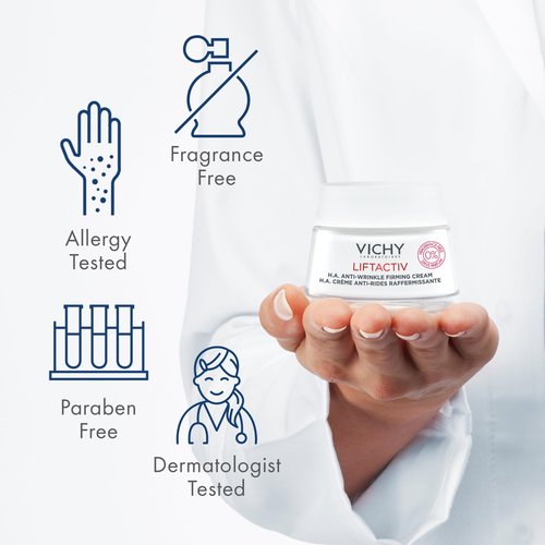 VICHY LiftActiv H.A. Anti-Wrinkle Firming Cream Fragrance Free, Anti Aging Face Cream With Vitamin C & Hyaluronic Acid, Smoothing & Firming For Wrinkles, Visibly Plumps Skin & Improves Radiance
