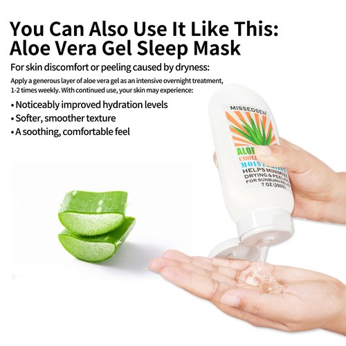 MISSEDSEN Pure & Organic Aloe Vera Gel for Sunburn Relief, After Sun Lotion for Face & Body Skin Care, Daily Facial Moisturizer & Acne Spot Treatment 7 OZ