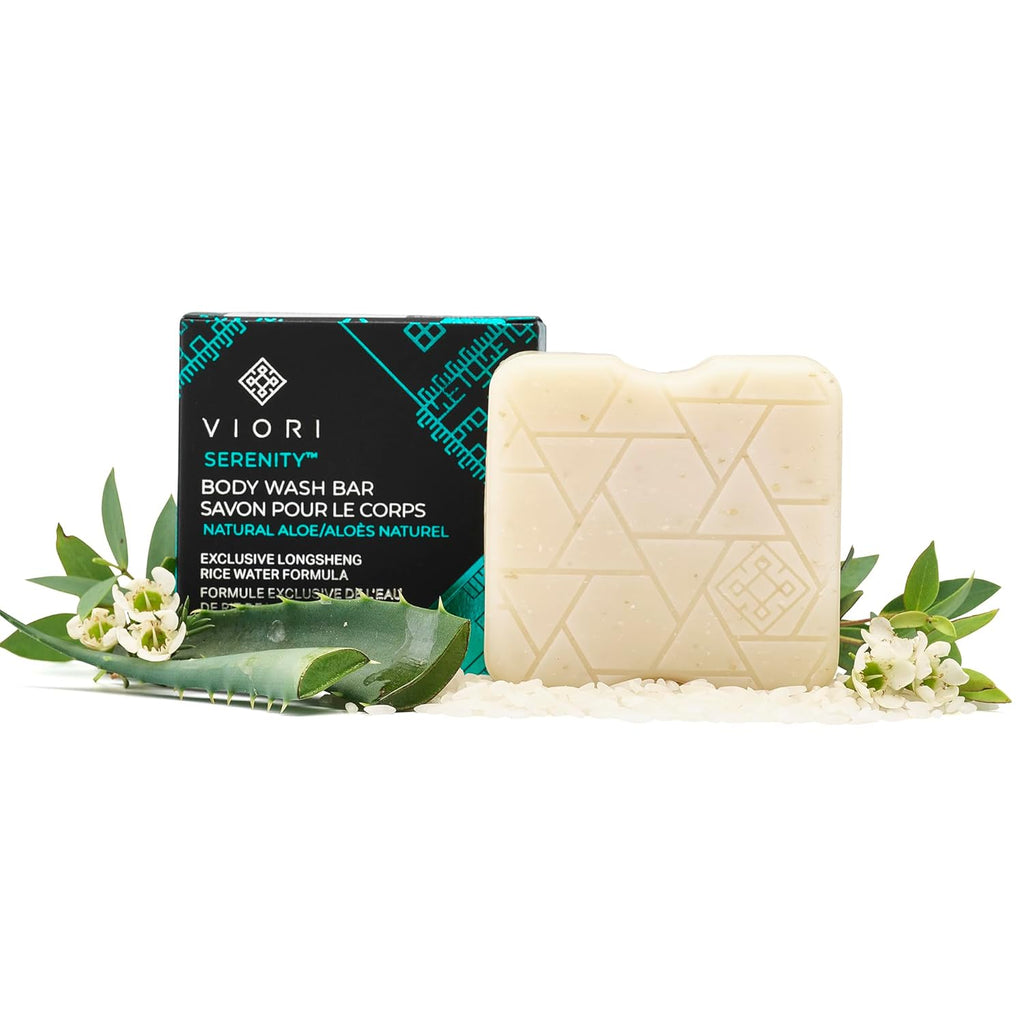 Viori Serenity Body Wash Bar - Natural Aloe Scent | Handcrafted with Longsheng Rice Water - 120g Vegan Soap