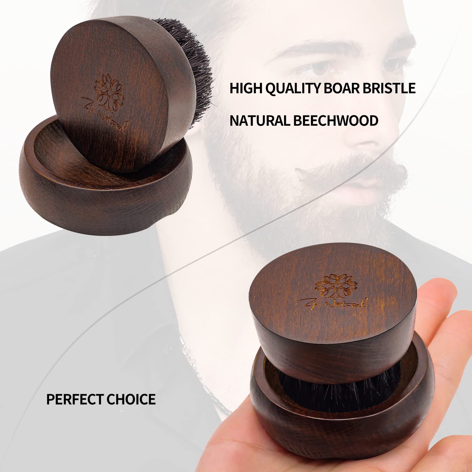 ZP Natural Beard Brush for Men - 100% Boar Bristle Beard Brush, Comes with Solid Wood Base - Mastering The Beards of Men All Over The World