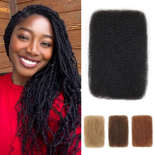 18 Inch Afro Kinkys Bulk Human Hair For Twist,100% Human Hair 4C Kinky-Curly for Dreadlocks, Loc Repair, Braiding Hair(Natural Black, 50 Gram)