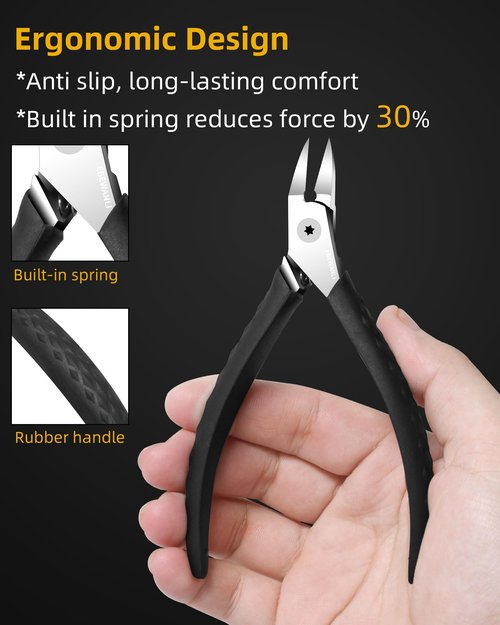 EBEWANLI Hangnail Clipper, Slanted Straight Blade Ingrown Toenail Clippers for Thick Toenails or Hang Nails, Stainless Steel Nail Scissors, Non-Slip Handle Angled Nail Nippers for Seniors, Men, Women