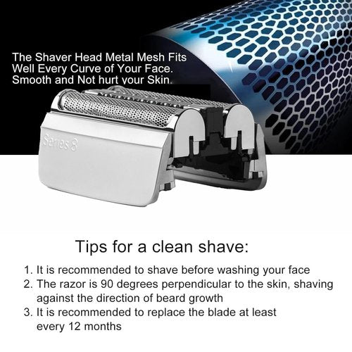 Braun 83M Replacement Shaver Head - Compatible Foil & Cutter for Series 8 Electric Shaver