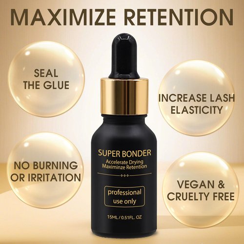 Miuffue Waterproof Lash Bonder for Eyelash Extensions, Professional Lash Sealant Glue Accelerator, Reduces Glue Fumes and Enhances Retention, Adhesive Companion with Precision Dropper, 0.5fl. oz/15ml