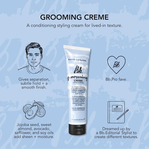 Bumble and bumble. Grooming Creme Hair Styling Cream - Smoothing & Subtle Hold for Fine to Medium Hair, 5 Fl Oz