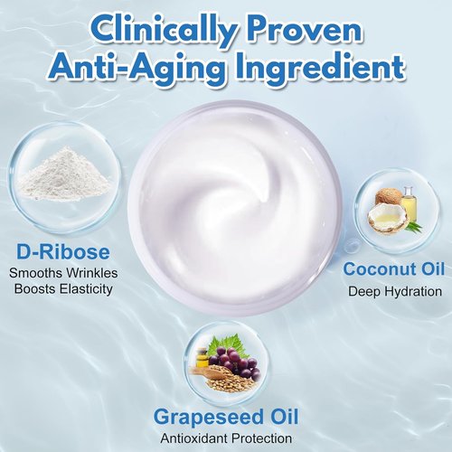 Ribose Cream - Anti-Aging Moisturizer with D-Ribose & Coconut Oil | Reduces Wrinkles, 2.5 oz