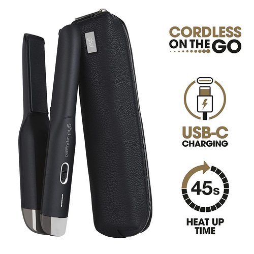 GHD Unplugged Styler - Cordless Flat Iron Hair Straightener | Professional Travel Iron with Heat-Resistant Case, USB-C Charging