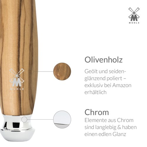 MÜHLE VIVO Olive Wood Closed Comb Safety Razor - Clean Shaving, Modern Design