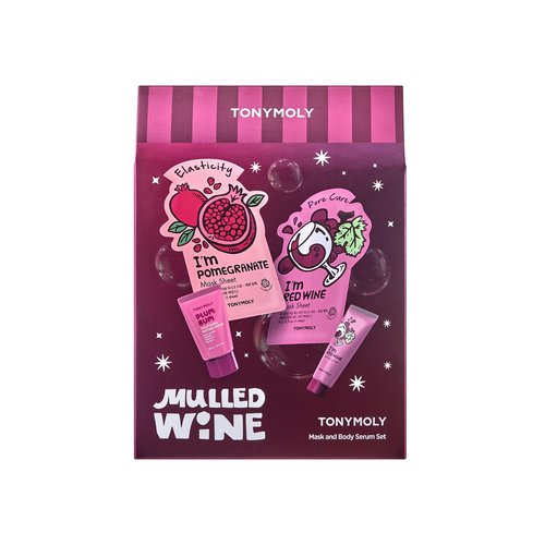TONYMOLY Mulled Wine Mask & Body Serum Set – Holiday Skincare Gift, Secret Santa Gift, or White Elephant Exchange Idea, 4-Piece Hydrating & Pore Refining Set